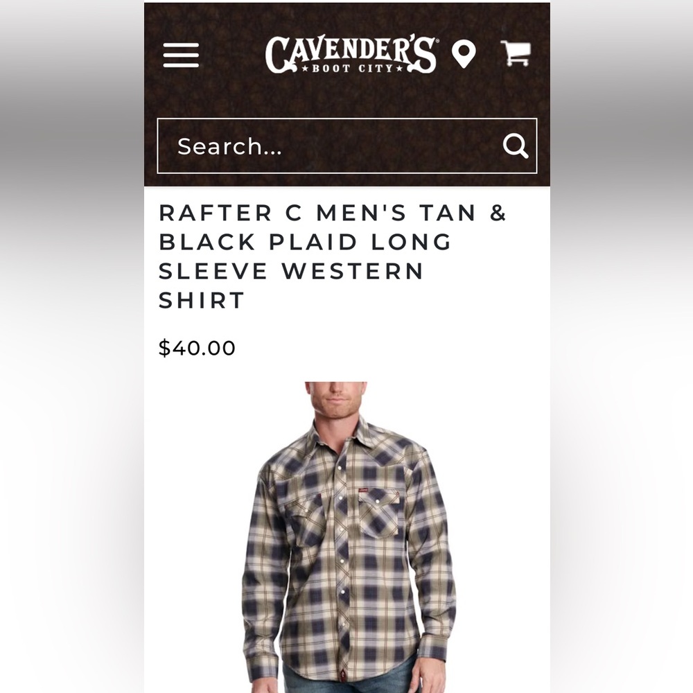 Rafter C Men's Gray & Blue Plaid Long Sleeve Western Shirt Size S